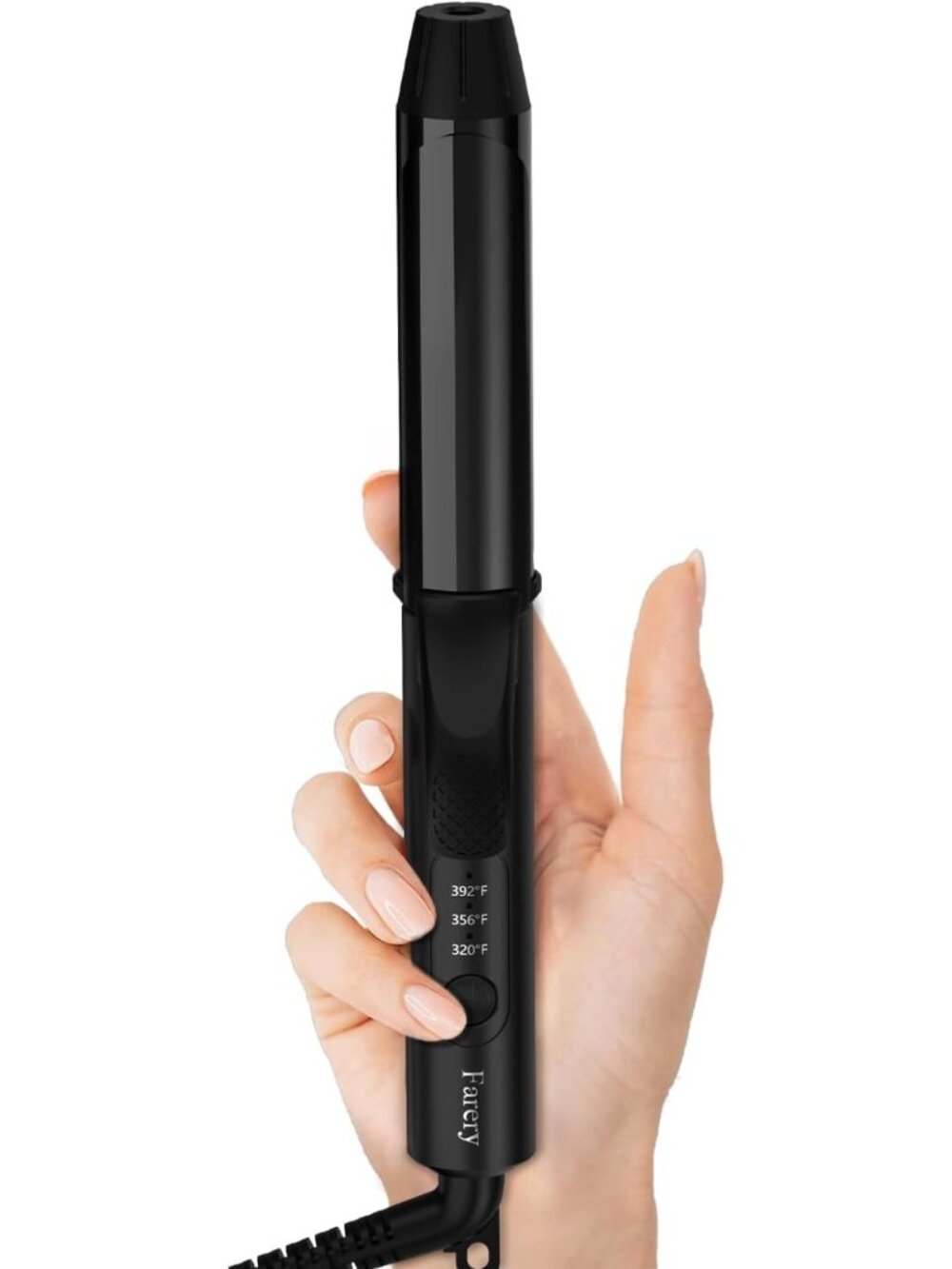 Compact 1-Inch Mini Curling Iron for Travel - 3 Heat Settings, Black